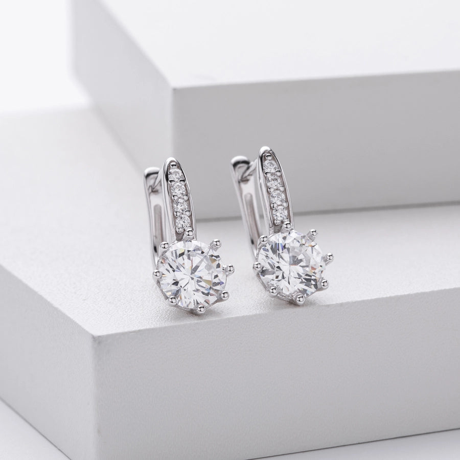 1 Pair 18K Gold Plated White Gold Plated Rhodium Plated 925 Sterling Silver Zircon 925 Sterling Silver Earrings Water Droplets Earrings