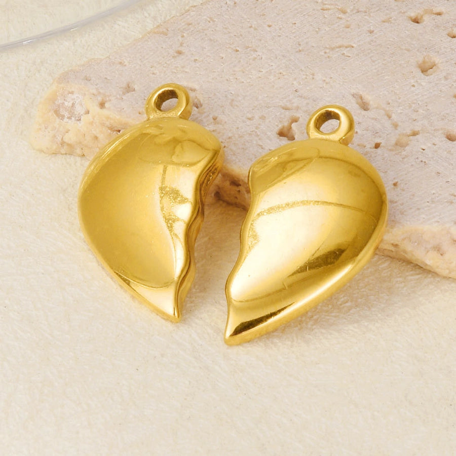 1 Pair 15 * 29mm 304 Stainless Steel 18K Gold Plated Heart Shape Pendant Jewelry Accessories