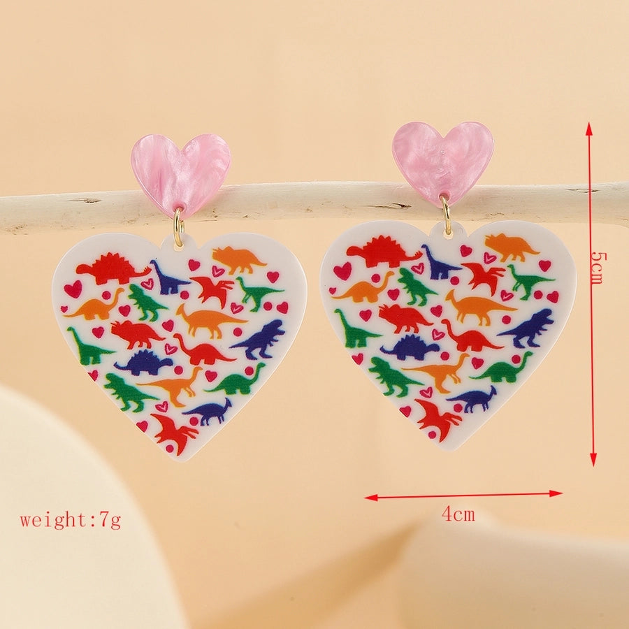 1 Pair Cute Exaggerated Letter Heart Shape Handmade Arylic Drop Earrings