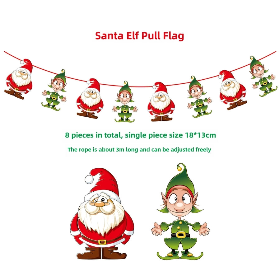 Christmas Paper Flag Christmas Window Hotel Scene Decoration Flag  Santa Claus Flag