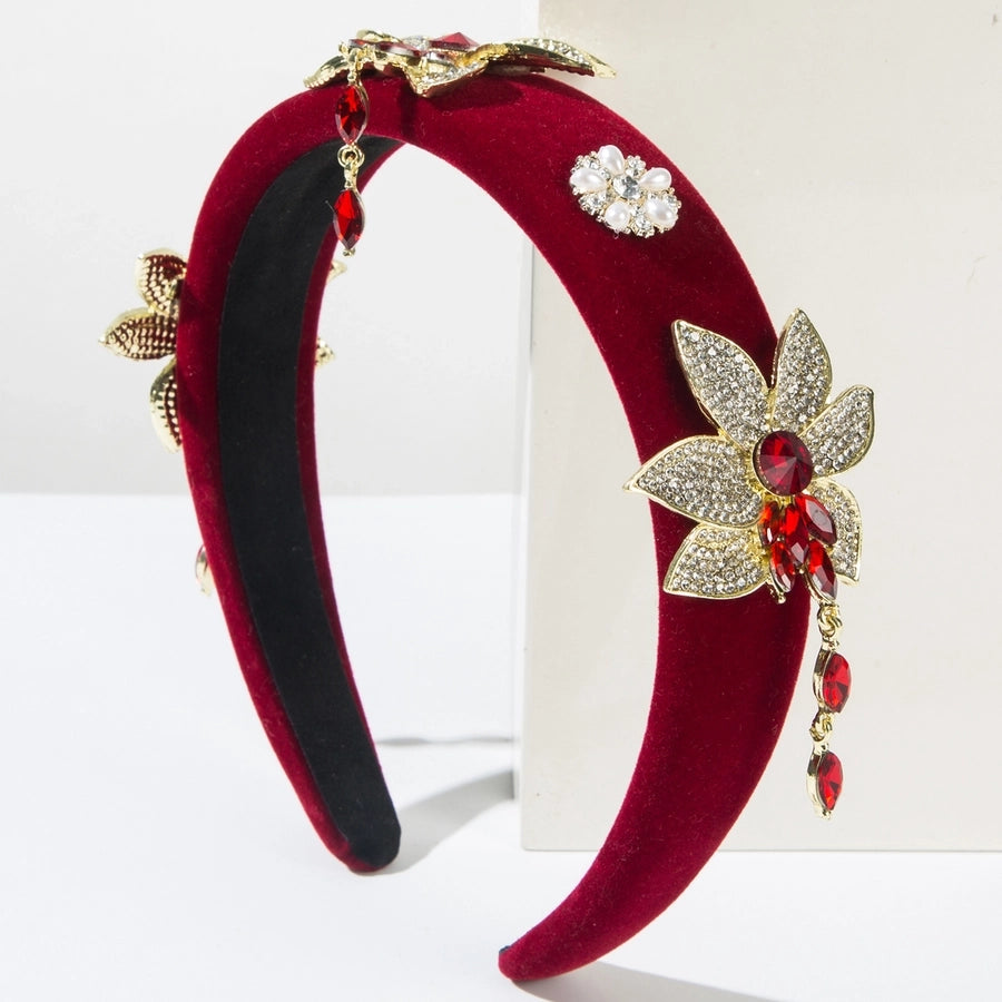 Women's Elegant Glam Classic Style Flower Alloy Cloth Glass Hair Band