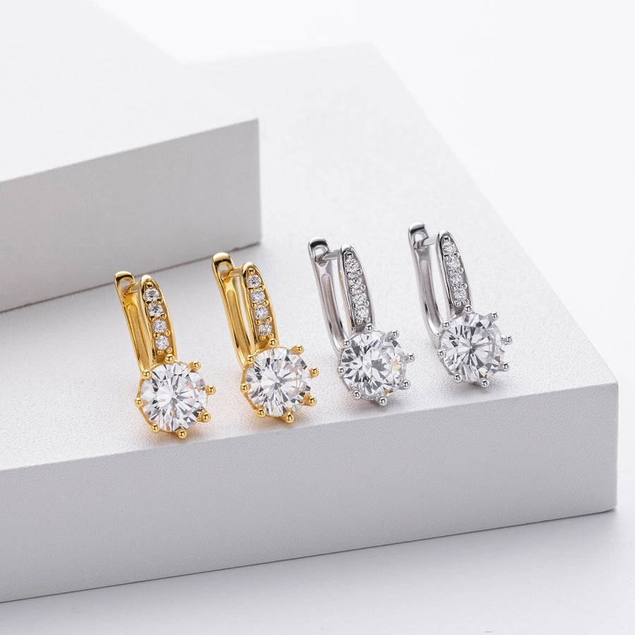 1 Pair 18K Gold Plated White Gold Plated Rhodium Plated 925 Sterling Silver Zircon 925 Sterling Silver Earrings Water Droplets Earrings