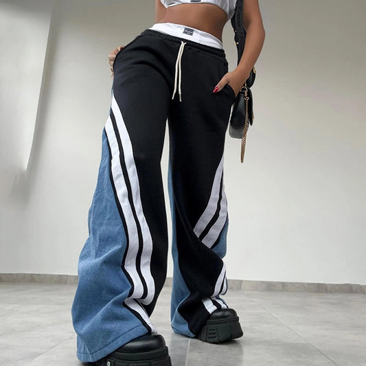 Women's Holiday Streetwear Color Block Full Length Casual Pants