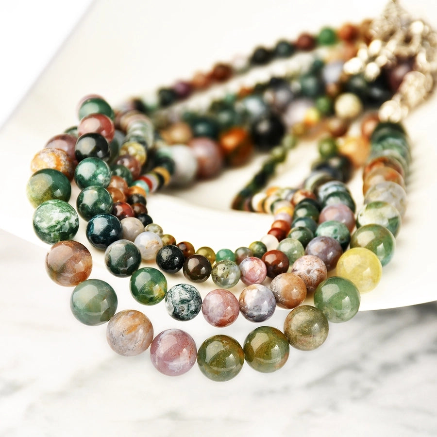 Retro Classic Style Round Alloy natural stone Beaded Chain Beaded Necklaces