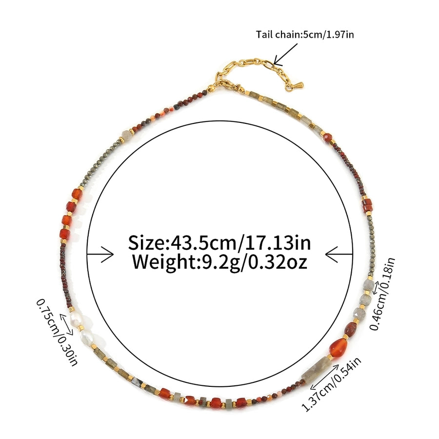 Casual Luxurious Irregular 304 Stainless Steel Czech Beads Agate Beaded Chain Beaded Necklaces