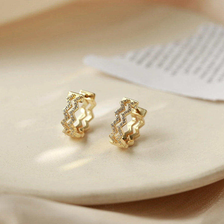 New s925 sterling silver earrings women's Korean-style diamond-embedded gold-plated   internet celebrity earrings simple ear buckle live broadcast