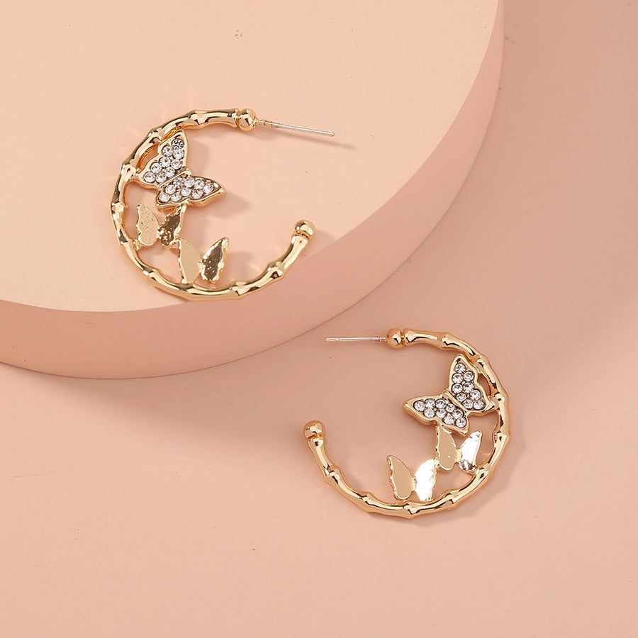 1 Pair Elegant Retro Butterfly Alloy Earrings