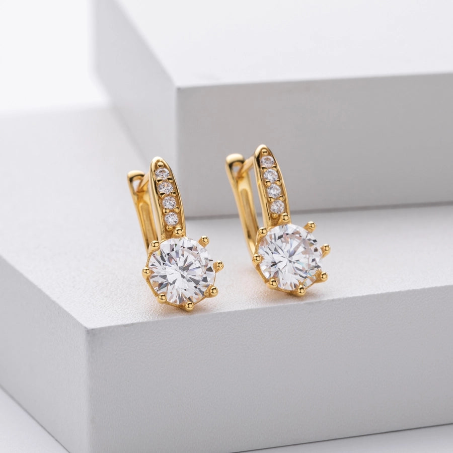 1 Pair 18K Gold Plated White Gold Plated Rhodium Plated 925 Sterling Silver Zircon 925 Sterling Silver Earrings Water Droplets Earrings