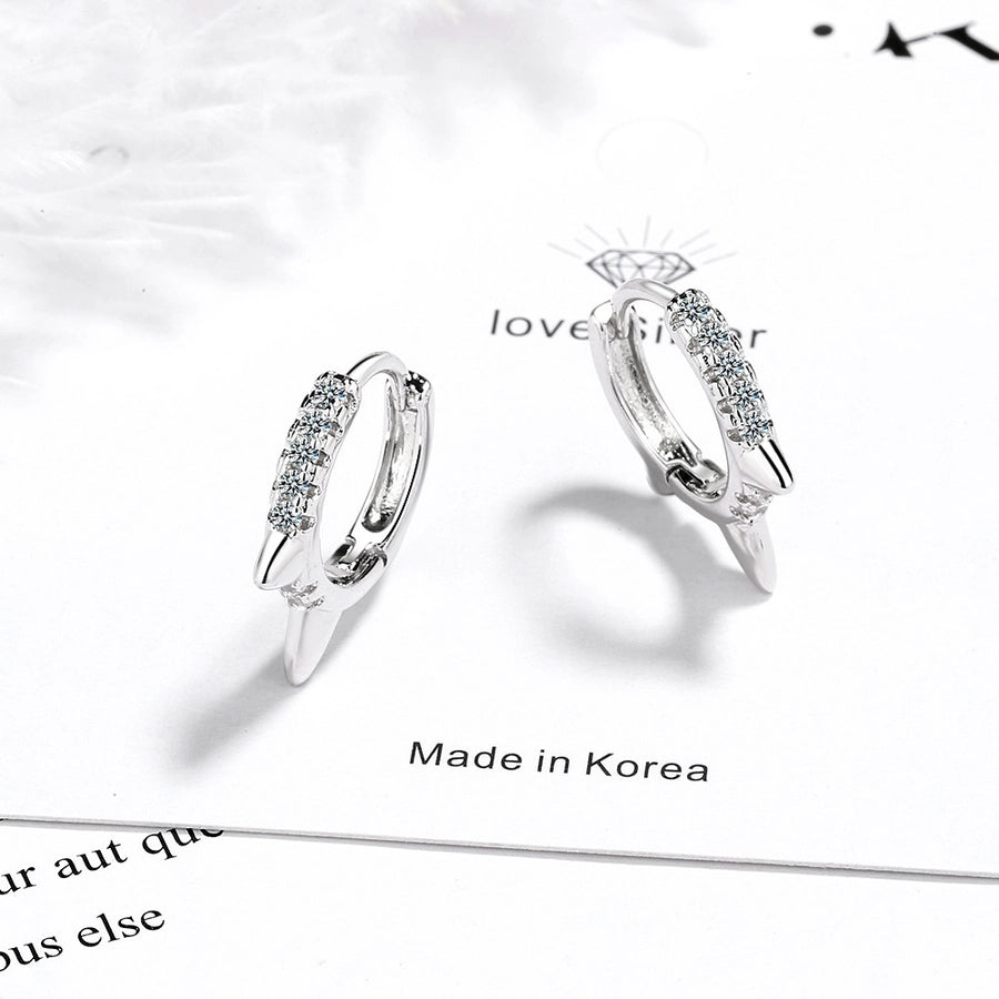 New s925 sterling silver earrings women's Korean-style diamond-embedded gold-plated   internet celebrity earrings simple ear buckle live broadcast