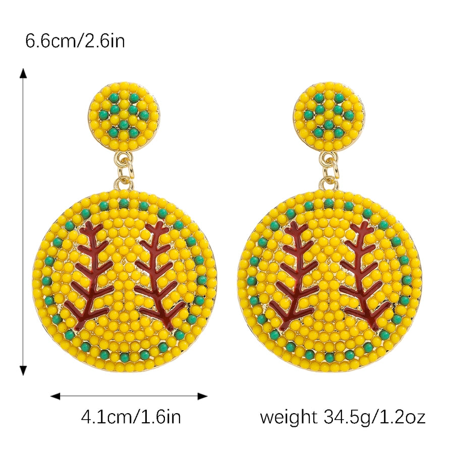 1 Pair Casual Sports Commute Sports Ball Alloy Seed Bead Drop Earrings