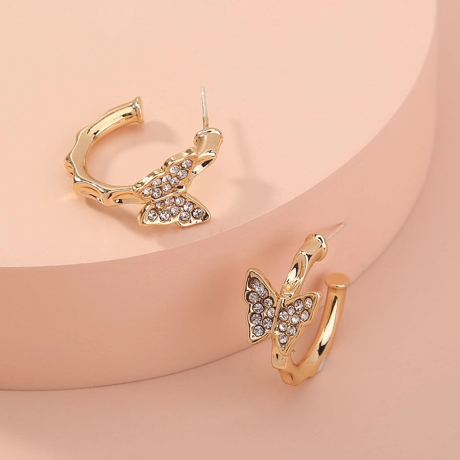 1 Pair Elegant Retro Butterfly Alloy Earrings