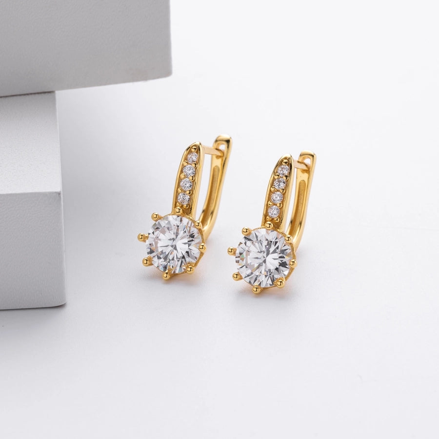 1 Pair 18K Gold Plated White Gold Plated Rhodium Plated 925 Sterling Silver Zircon 925 Sterling Silver Earrings Water Droplets Earrings