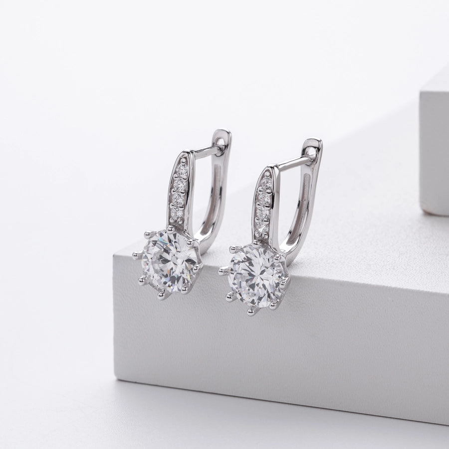 1 Pair 18K Gold Plated White Gold Plated Rhodium Plated 925 Sterling Silver Zircon 925 Sterling Silver Earrings Water Droplets Earrings