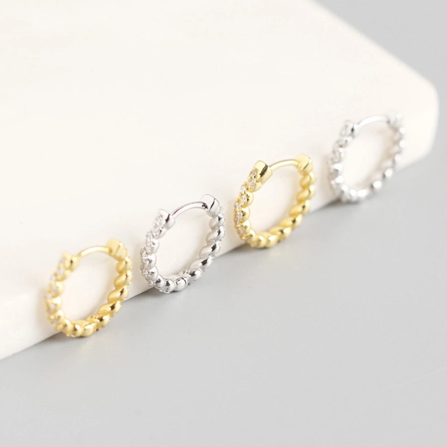 New s925 sterling silver earrings women's Korean-style diamond-embedded gold-plated   internet celebrity earrings simple ear buckle live broadcast