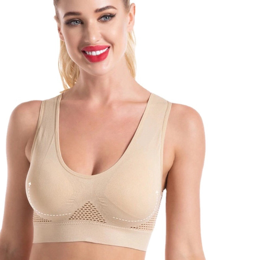 sexy solid color nylon sponge active tops bra