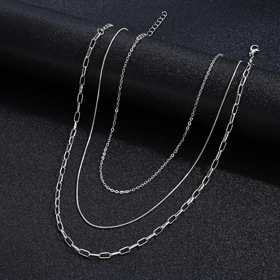 Simple Style Solid Color Alloy Paperclip Chain cable chain snake chain Layered Necklaces