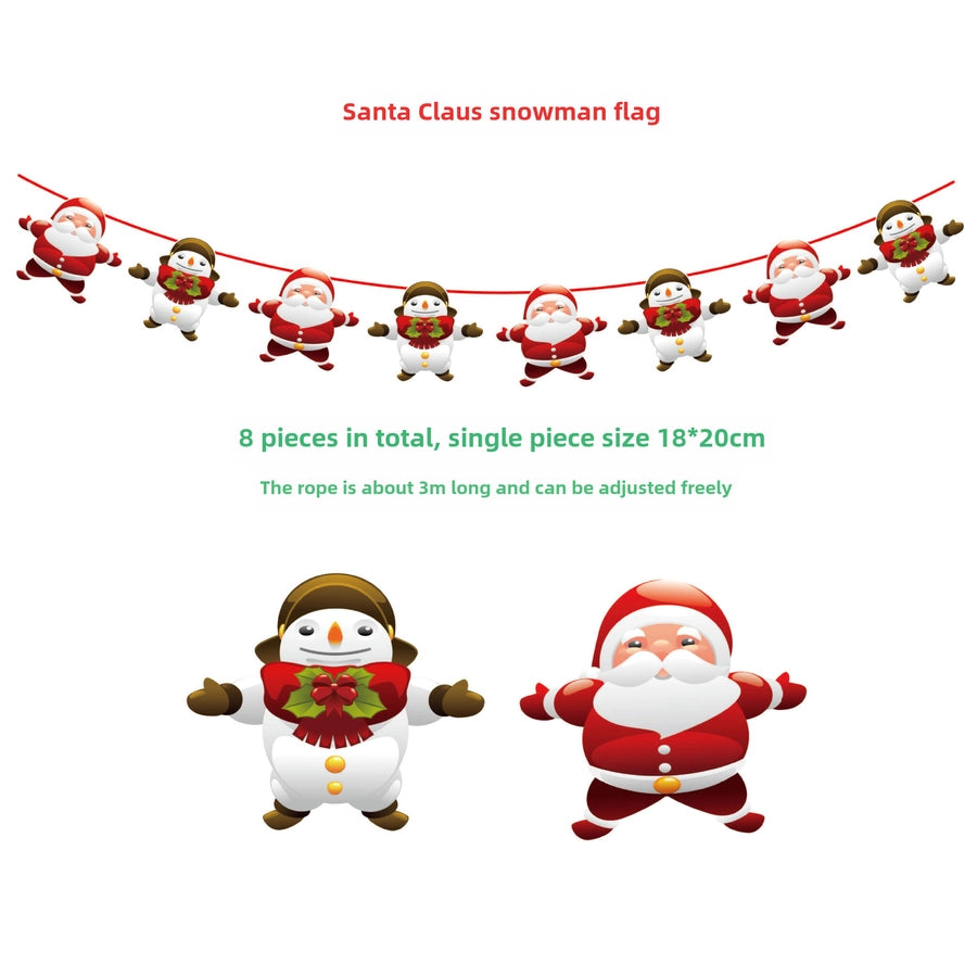 Christmas Paper Flag Christmas Window Hotel Scene Decoration Flag  Santa Claus Flag