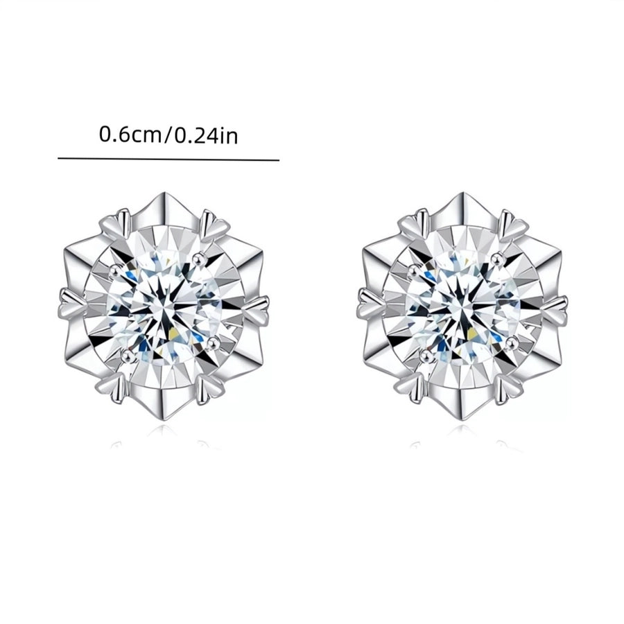 1PC Snowflake Style Luxurious Colored Moissanite Diamond with S925 Silver Stud Earrings, Luxurious and Elegant Quality Stud Earrings, Best Gift for Women Or Valentine's Day and Wedding Engagement Jewelry Brides