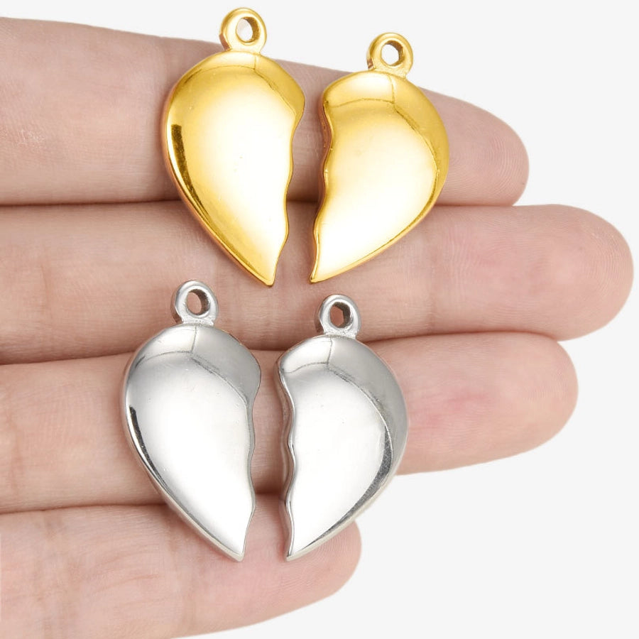 1 Pair 15 * 29mm 304 Stainless Steel 18K Gold Plated Heart Shape Pendant Jewelry Accessories