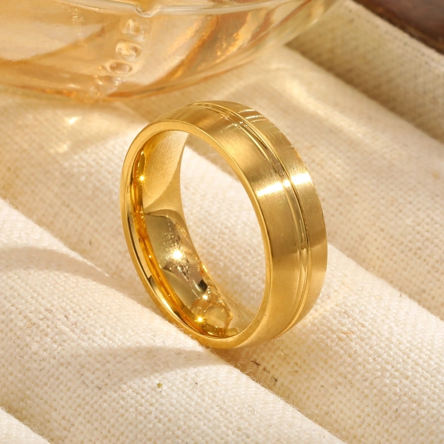 Jewelry Basic Solid Color 304 Stainless Steel 18K Gold Plated Rings