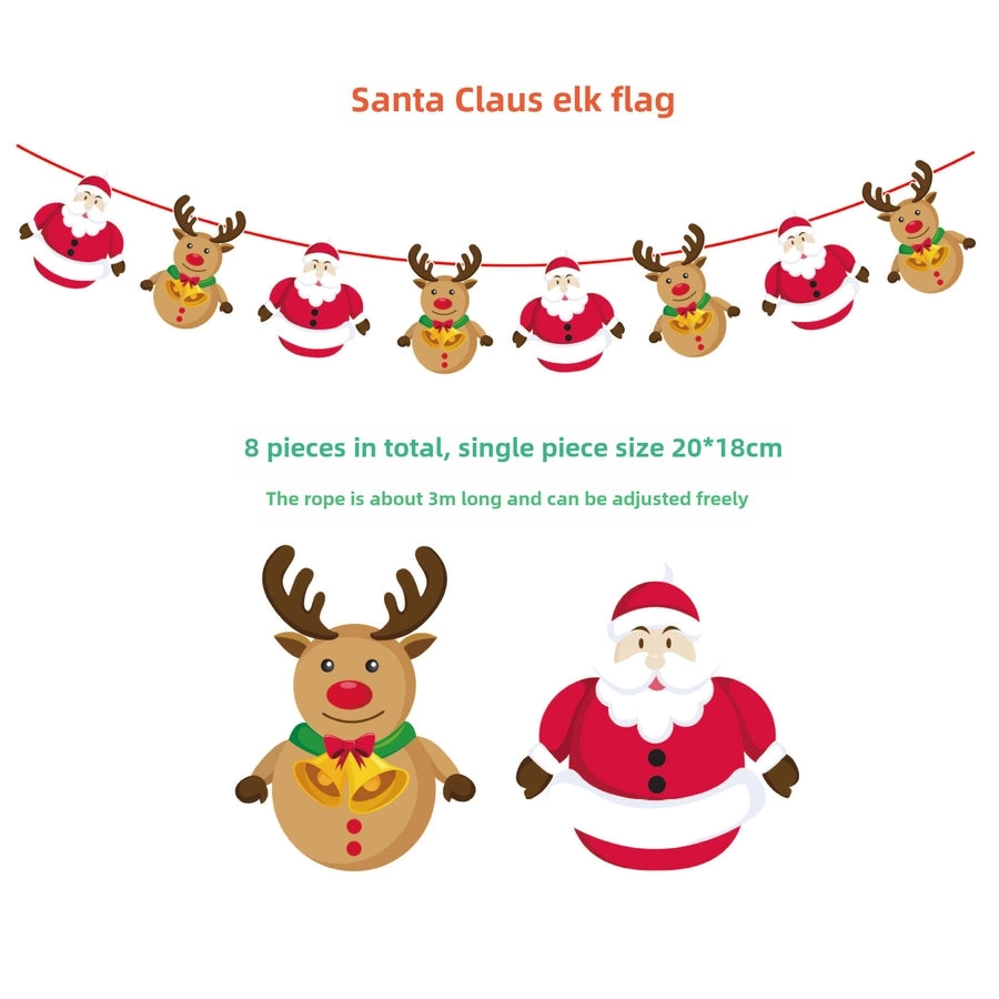 Christmas Paper Flag Christmas Window Hotel Scene Decoration Flag  Santa Claus Flag