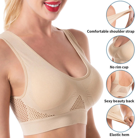 sexy solid color nylon sponge active tops bra