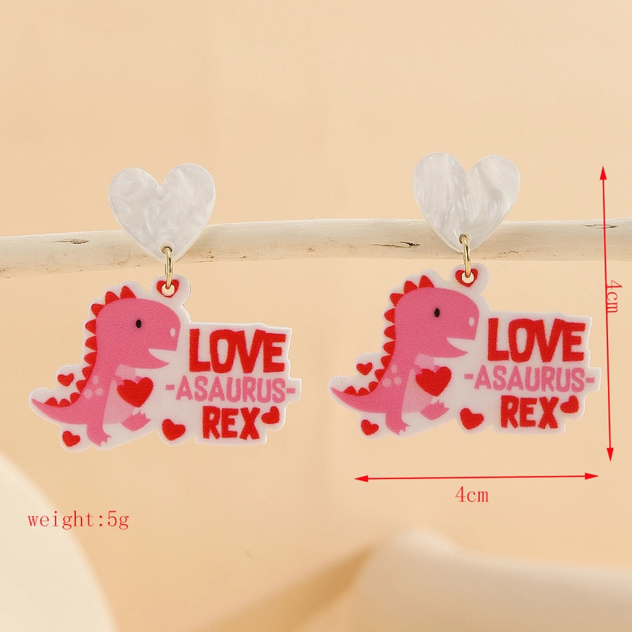 1 Pair Cute Exaggerated Letter Heart Shape Handmade Arylic Drop Earrings