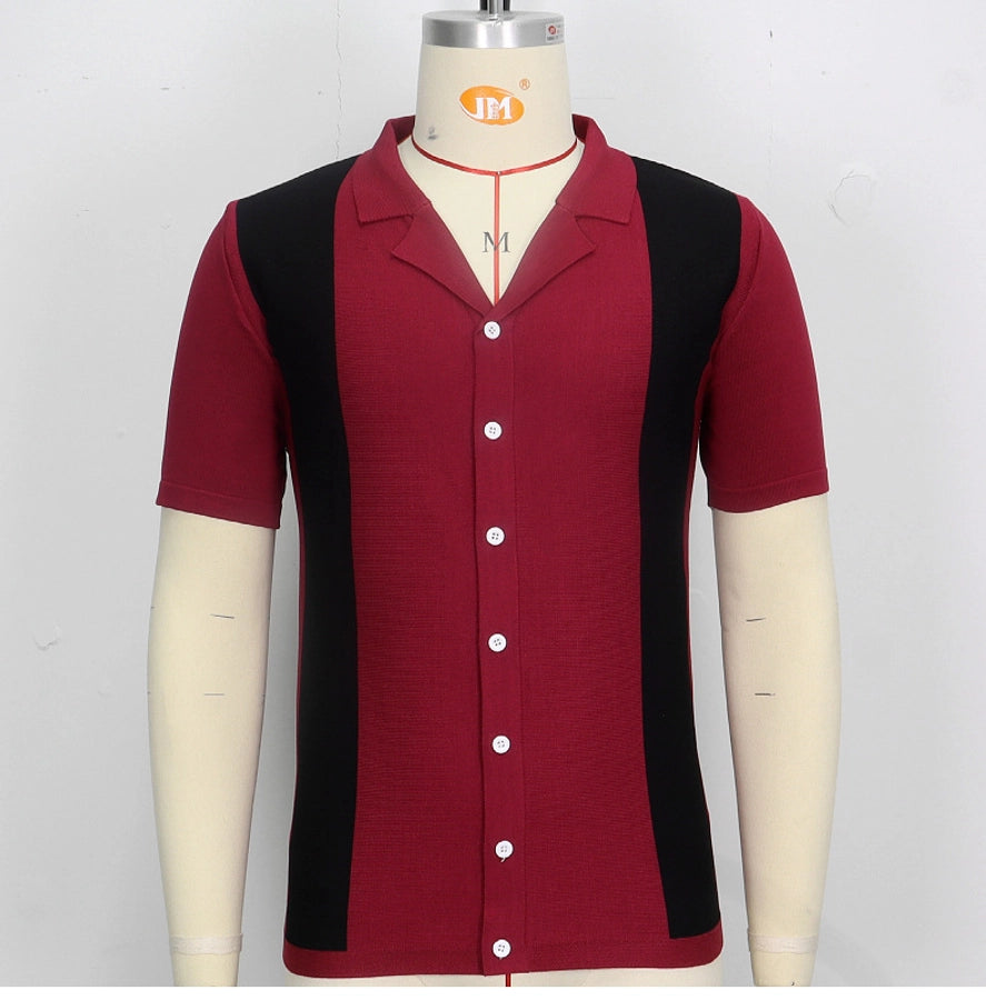 men's cardigan sweater men's sexy shirt lapel business casual woolen  shirt SY0164