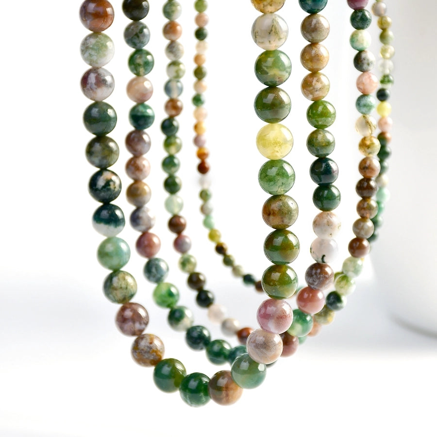 Retro Classic Style Round Alloy natural stone Beaded Chain Beaded Necklaces