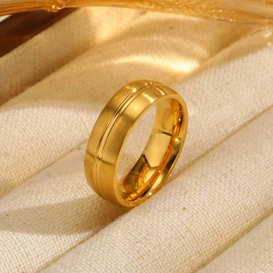 Jewelry Basic Solid Color 304 Stainless Steel 18K Gold Plated Rings