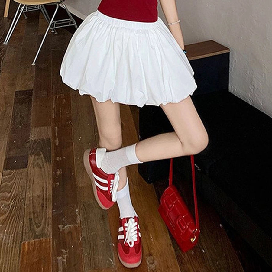 Summer Simple Style Classic Style Solid Color Cotton Polyester Above Knee Skirts