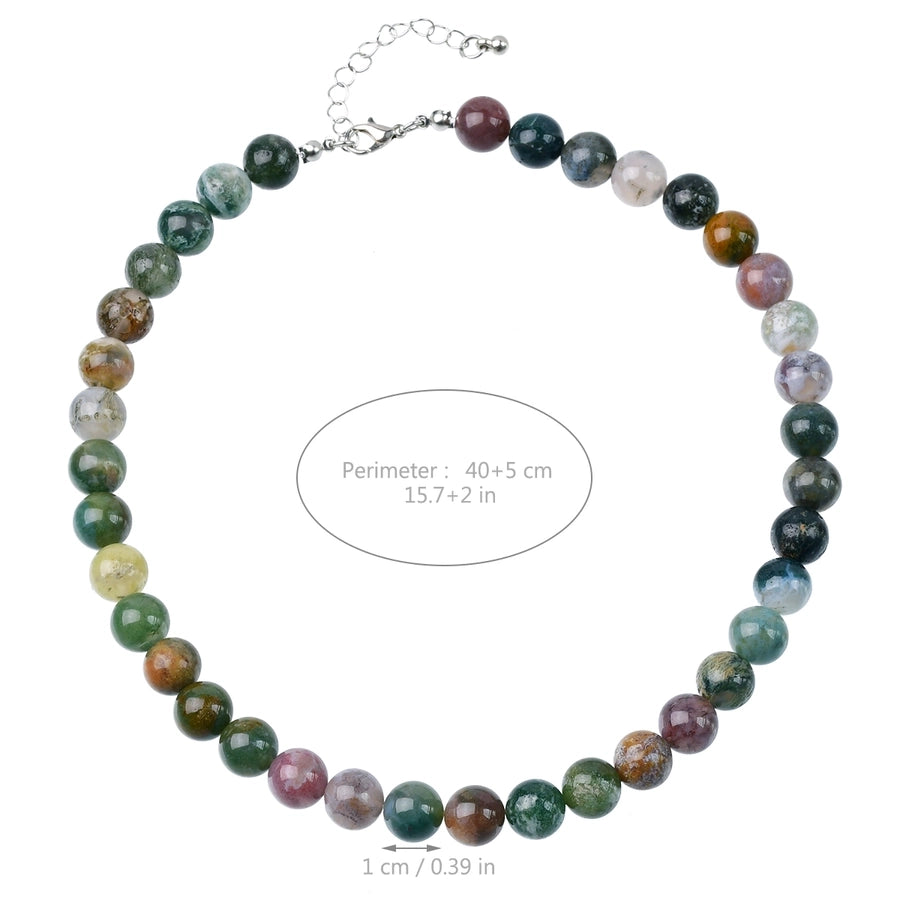 Retro Classic Style Round Alloy natural stone Beaded Chain Beaded Necklaces