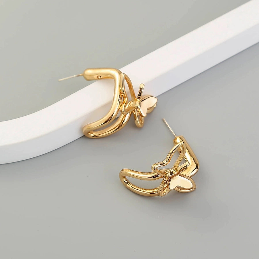 1 Pair Elegant Retro Butterfly Alloy Earrings