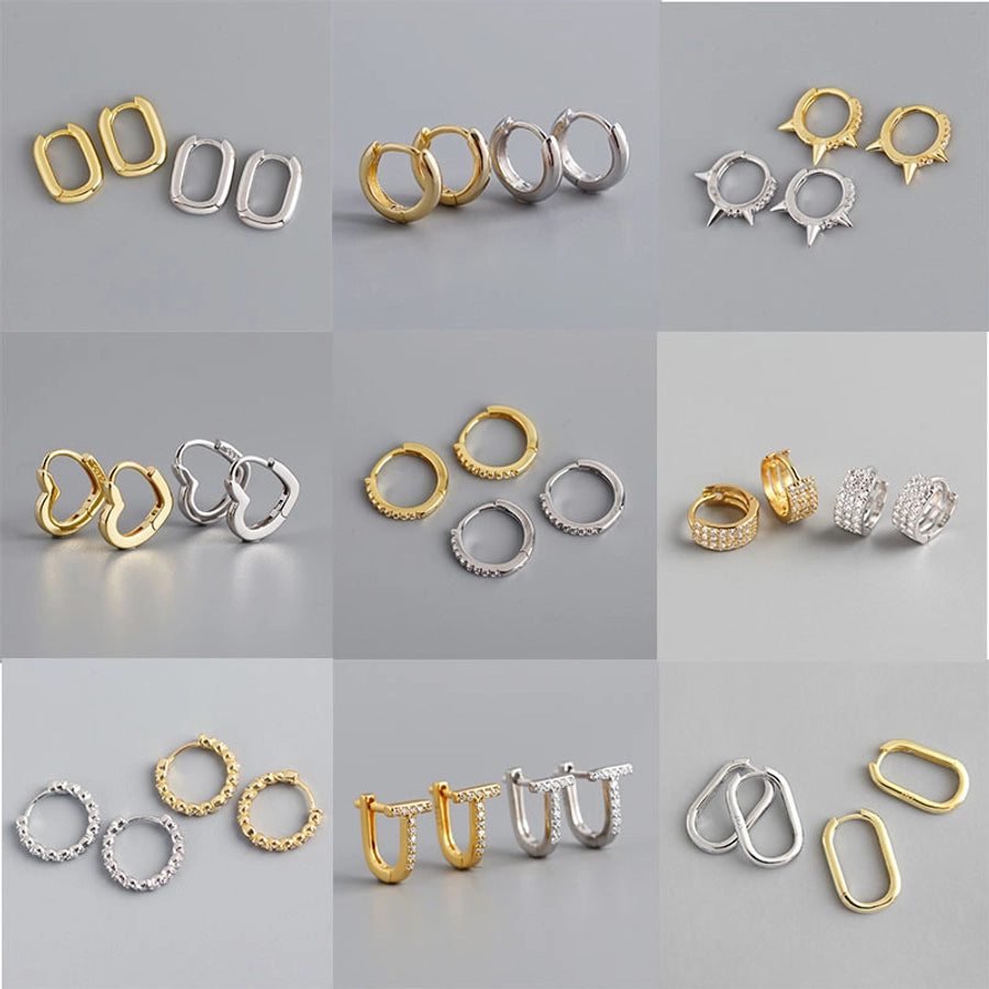 New s925 sterling silver earrings women's Korean-style diamond-embedded gold-plated   internet celebrity earrings simple ear buckle live broadcast