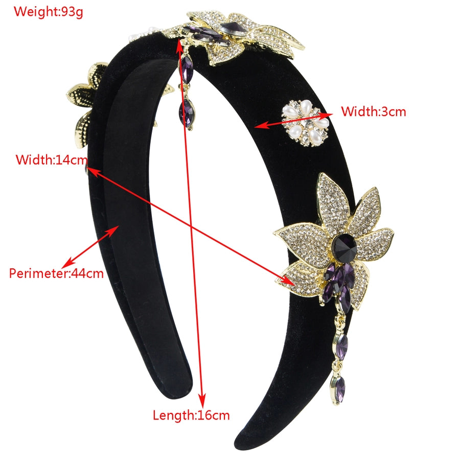 Women's Elegant Glam Classic Style Flower Alloy Cloth Glass Hair Band