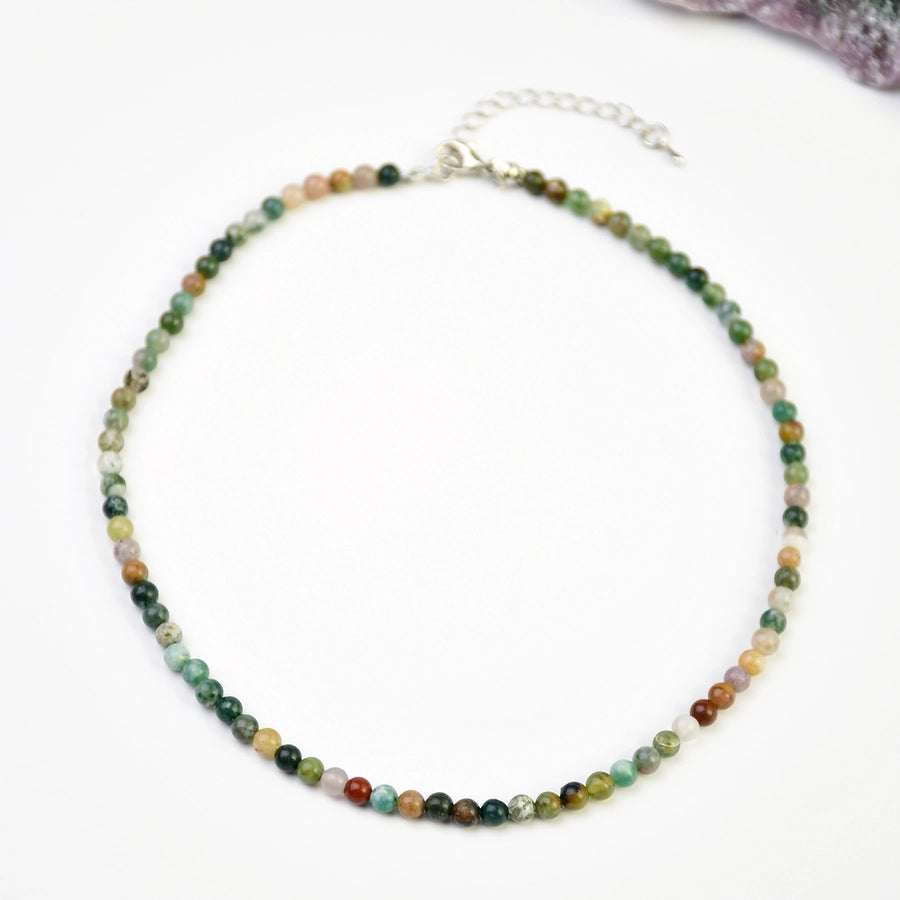 Retro Classic Style Round Alloy natural stone Beaded Chain Beaded Necklaces