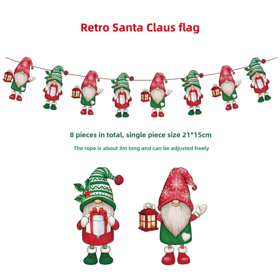 Christmas Paper Flag Christmas Window Hotel Scene Decoration Flag  Santa Claus Flag