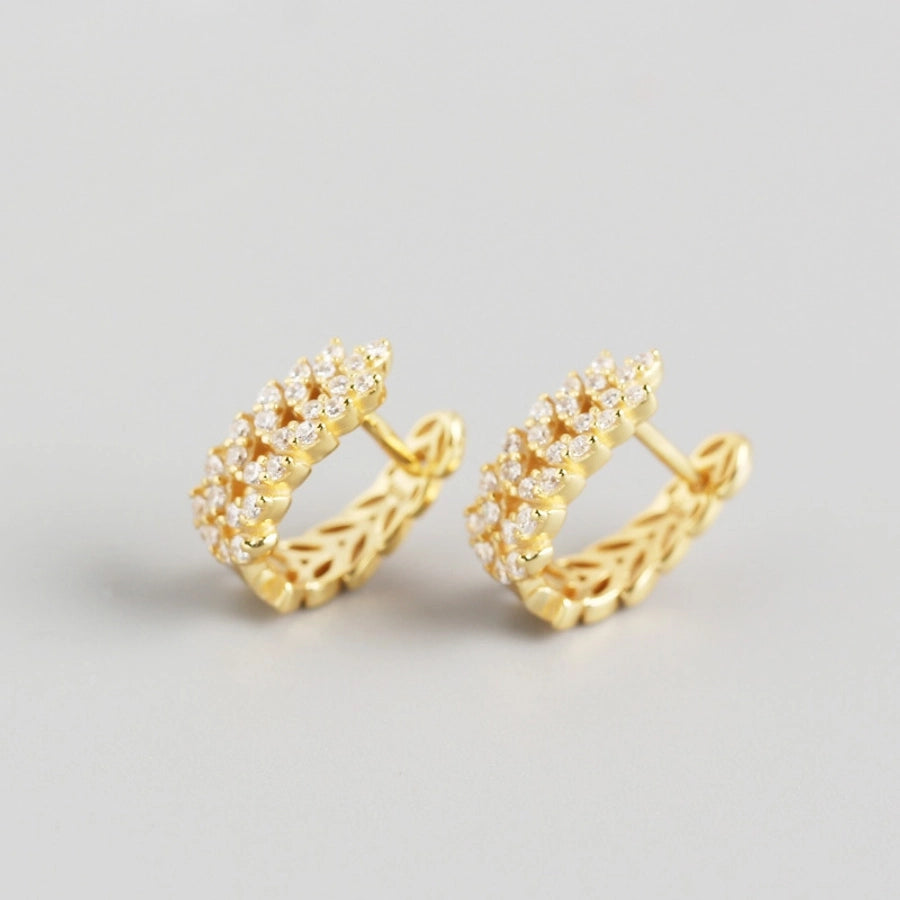 New s925 sterling silver earrings women's Korean-style diamond-embedded gold-plated   internet celebrity earrings simple ear buckle live broadcast