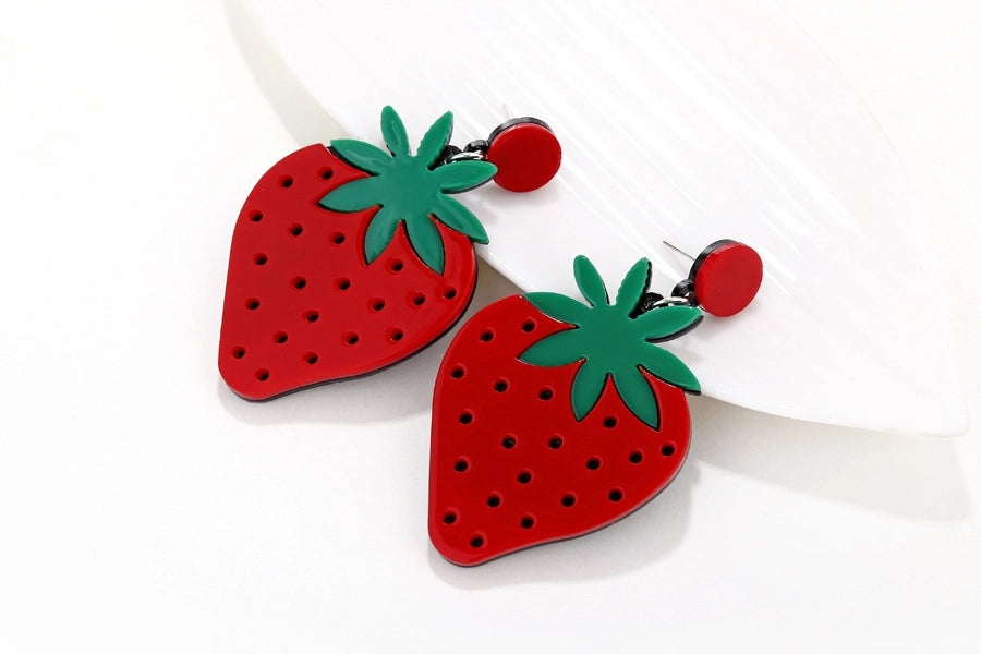 1 Pair Cute Flower Strawberry Watermelon Arylic Drop Earrings