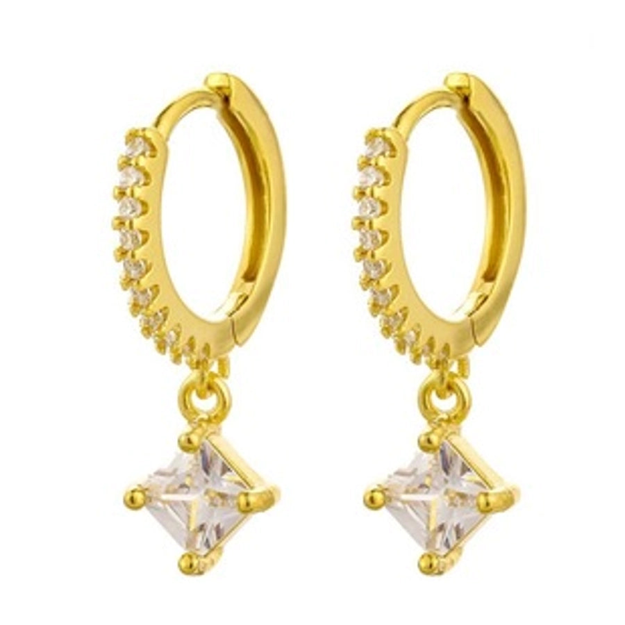 New s925 sterling silver earrings women's Korean-style diamond-embedded gold-plated   internet celebrity earrings simple ear buckle live broadcast