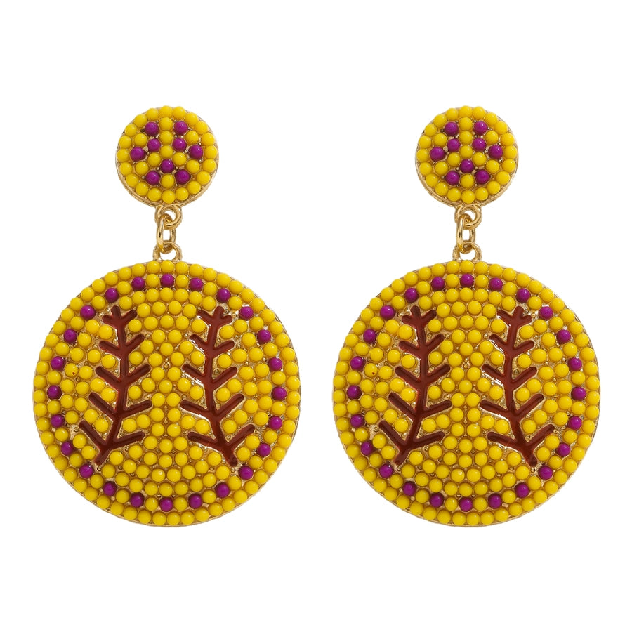 1 Pair Casual Sports Commute Sports Ball Alloy Seed Bead Drop Earrings