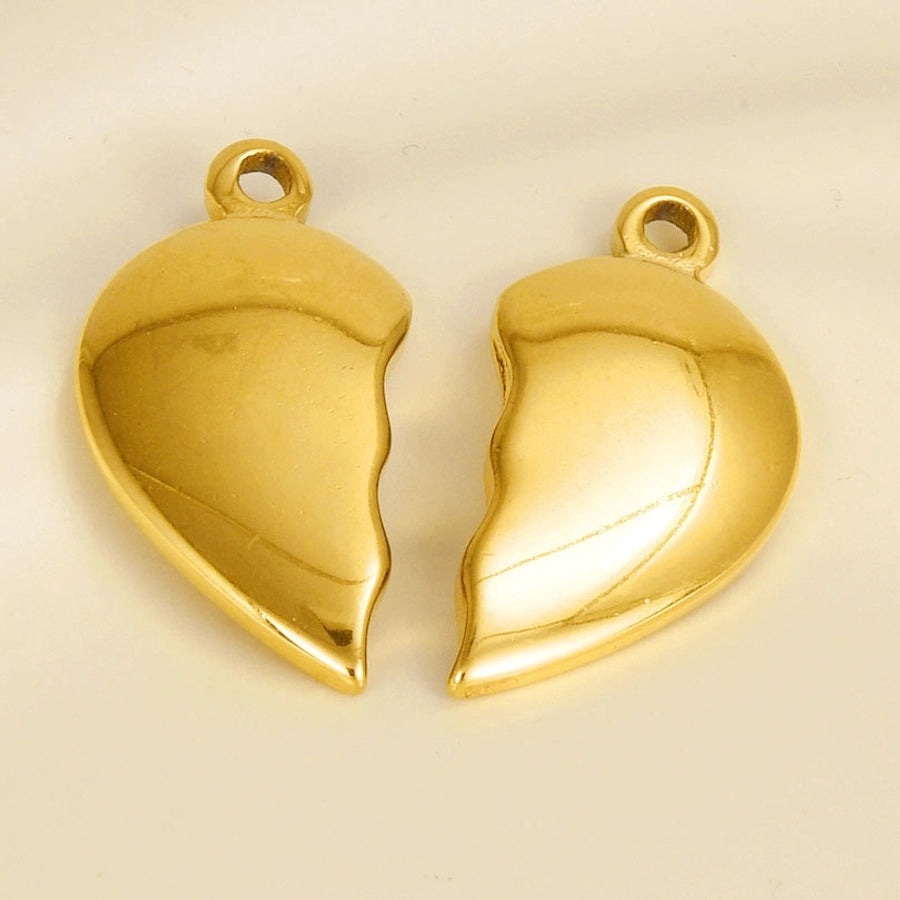 1 Pair 15 * 29mm 304 Stainless Steel 18K Gold Plated Heart Shape Pendant Jewelry Accessories