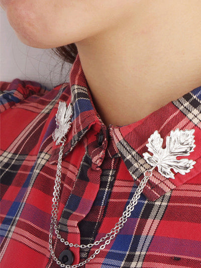 Retro Maple Leaf Collar Clip Chain Fashion Accessory
