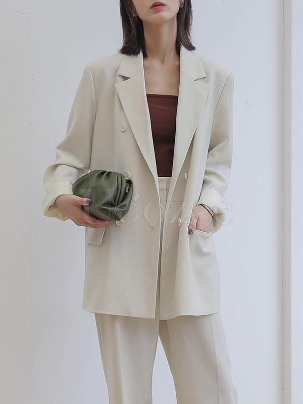 Casual Solid Drapey Suit Outwears