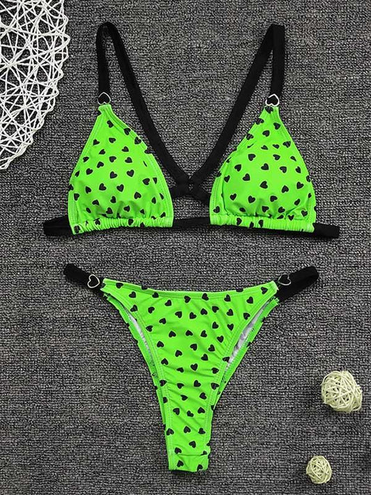 Sexy Spaghetti-Neck Backless Polka-Dot Bikini Swimsuit