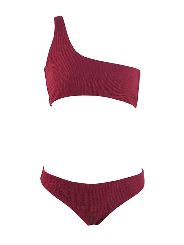 Burgundy Textured Bikini Set