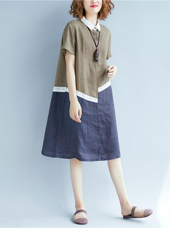 Loose Split-joint Shirt Dress