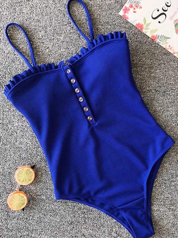 Backless Plain One-piece Swimmer