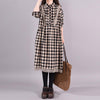 Buykud Lace Spliced Plaid Dot Loose Casual Dress