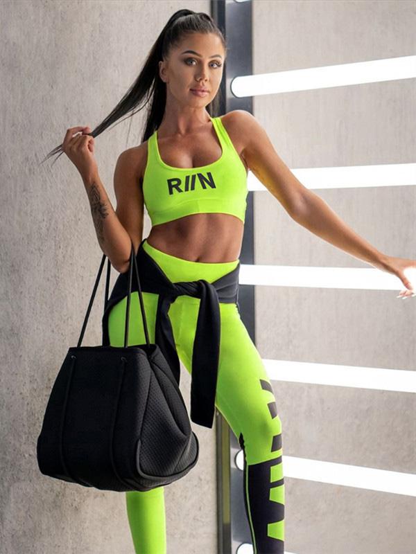 Criss Cross Printed Bra And Leggings Sport Suits